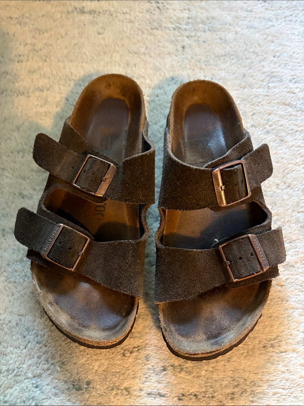 Birkenstock Dark Brown Suede Double Buckle Sandals Kids 24 Women’s 35/36